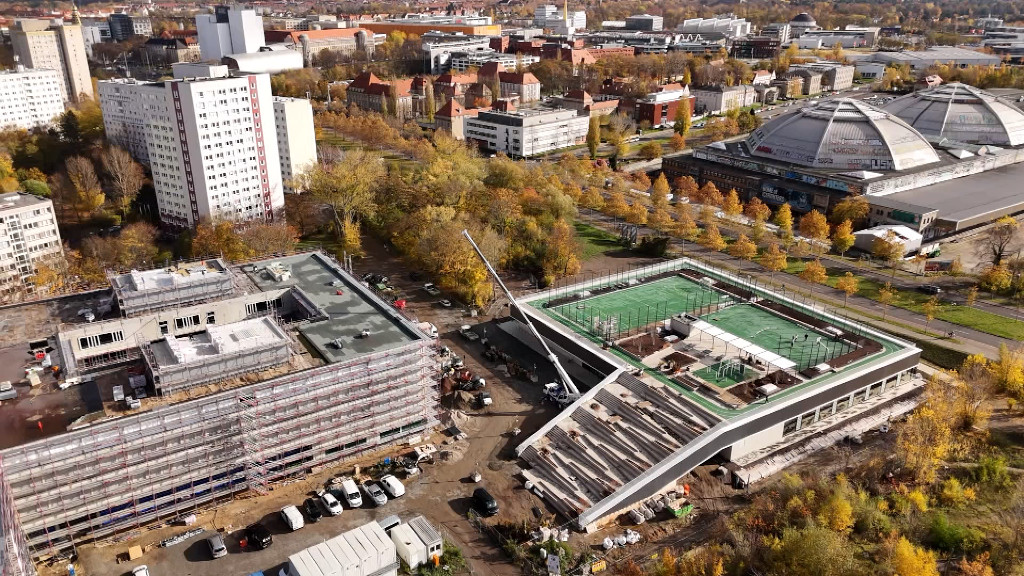 Ein weiter Blick auf die Baustelle am Campus Dösner Weg